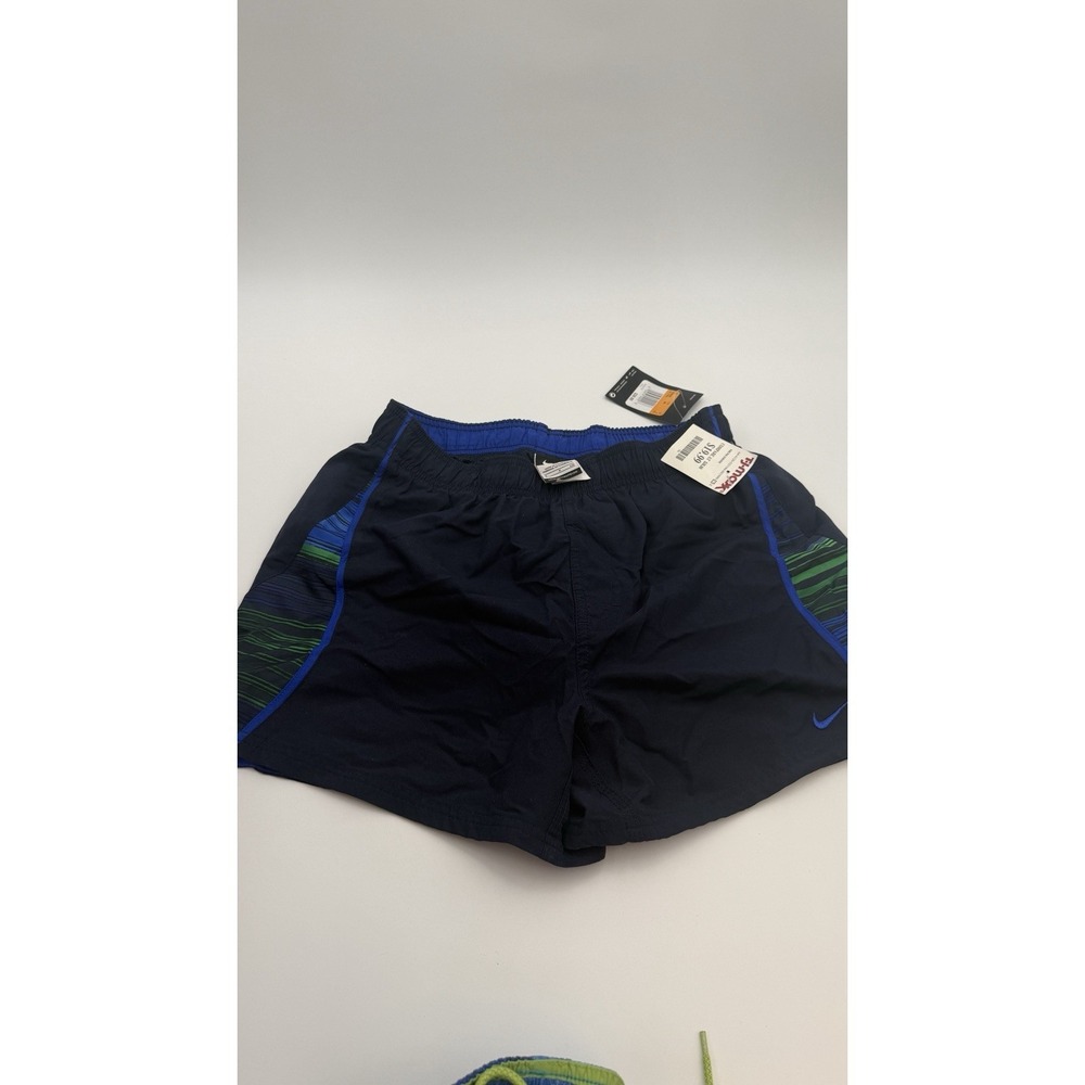 Nike Swim Trunks Mens Small Lined Swim Trunks Pockets Black Blue